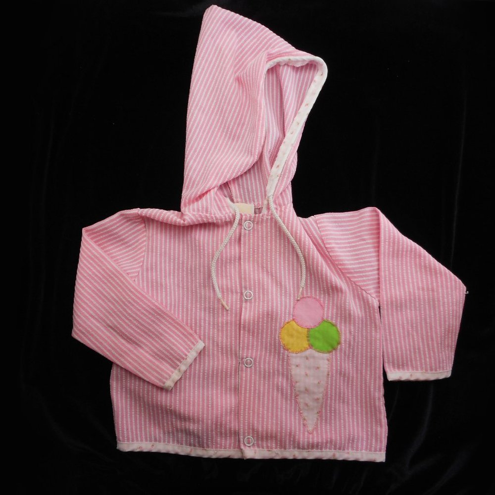 Vintage Toddle Time JCPenney Striped Jacket with Hood 18 mo Pink Ice Cream